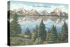 Tetons Reflected in Jackson Lake-null-Stretched Canvas
