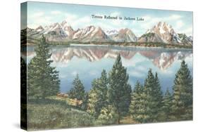 Tetons Reflected in Jackson Lake-null-Stretched Canvas