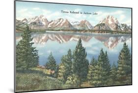 Tetons Reflected in Jackson Lake-null-Mounted Art Print