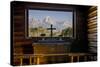 Tetons Through Window in the Episcopal Chapel of the Transfiguration, Wyoming-Michael DeFreitas-Stretched Canvas