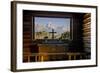 Tetons Through Window in the Episcopal Chapel of the Transfiguration, Wyoming-Michael DeFreitas-Framed Photographic Print