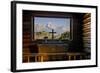 Tetons Through Window in the Episcopal Chapel of the Transfiguration, Wyoming-Michael DeFreitas-Framed Photographic Print