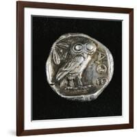 Tetradrachm from Time of Battle of Marathon Depicting Athena as Owl, Greek Coins, 5th Century BC-null-Framed Giclee Print