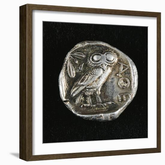 Tetradrachm from Time of Battle of Marathon Depicting Athena as Owl, Greek Coins, 5th Century BC-null-Framed Giclee Print