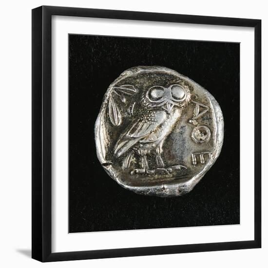 Tetradrachm from Time of Battle of Marathon Depicting Athena as Owl, Greek Coins, 5th Century BC-null-Framed Giclee Print