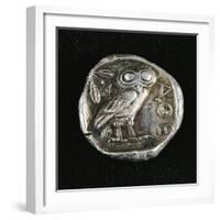 Tetradrachm from Time of Battle of Marathon Depicting Athena as Owl, Greek Coins, 5th Century BC-null-Framed Giclee Print