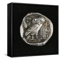 Tetradrachm from Time of Battle of Marathon Depicting Athena as Owl, Greek Coins, 5th Century BC-null-Framed Stretched Canvas