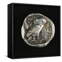 Tetradrachm from Time of Battle of Marathon Depicting Athena as Owl, Greek Coins, 5th Century BC-null-Framed Stretched Canvas