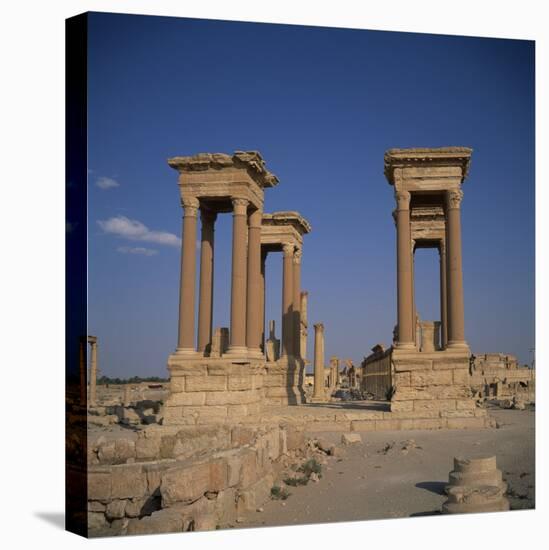 Tetrapylon and the Columned Main Street Dating from the 1st Century AD, Palmyra, Syria-Christopher Rennie-Stretched Canvas