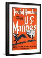 Teufel Hunden U.S. Marines Poster, C.1918-null-Framed Giclee Print