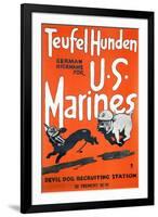 Teufel Hunden U.S. Marines Poster, C.1918-null-Framed Giclee Print