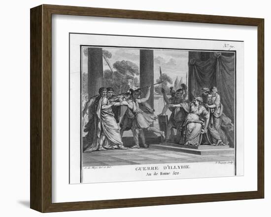 Teuta Queen of the Illyrians Orders the Roman Ambassadors to be Killed-Augustyn Mirys-Framed Art Print