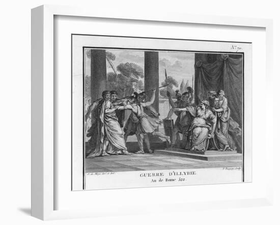 Teuta Queen of the Illyrians Orders the Roman Ambassadors to be Killed-Augustyn Mirys-Framed Art Print