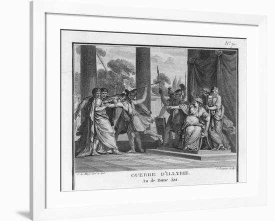 Teuta Queen of the Illyrians Orders the Roman Ambassadors to be Killed-Augustyn Mirys-Framed Art Print