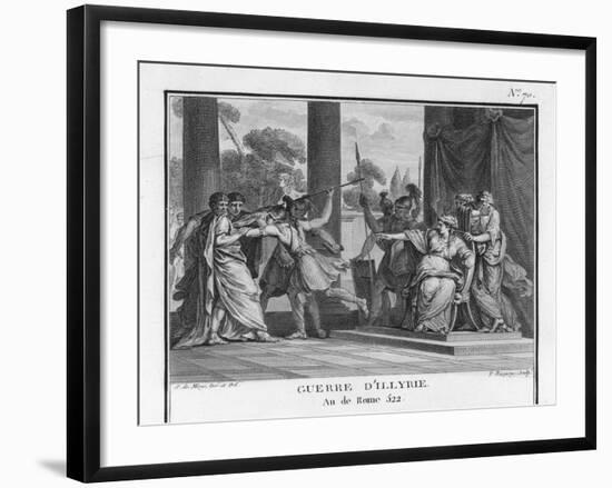 Teuta Queen of the Illyrians Orders the Roman Ambassadors to be Killed-Augustyn Mirys-Framed Art Print