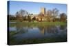 Tewkesbury Abbey Reflected in Flooded Meadow, Tewkesbury, Gloucestershire, England, UK-Stuart Black-Stretched Canvas