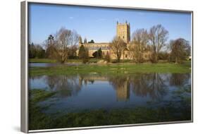 Tewkesbury Abbey Reflected in Flooded Meadow, Tewkesbury, Gloucestershire, England, UK-Stuart Black-Framed Photographic Print