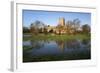 Tewkesbury Abbey Reflected in Flooded Meadow, Tewkesbury, Gloucestershire, England, UK-Stuart Black-Framed Photographic Print