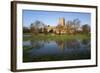 Tewkesbury Abbey Reflected in Flooded Meadow, Tewkesbury, Gloucestershire, England, UK-Stuart Black-Framed Photographic Print