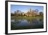 Tewkesbury Abbey Reflected in Flooded Meadow, Tewkesbury, Gloucestershire, England, UK-Stuart Black-Framed Photographic Print