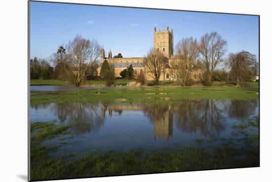 Tewkesbury Abbey Reflected in Flooded Meadow, Tewkesbury, Gloucestershire, England, UK-Stuart Black-Mounted Photographic Print