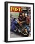 "Tex's Motorcycle" Saturday Evening Post Cover, April 7, 1951-Stevan Dohanos-Framed Premium Giclee Print
