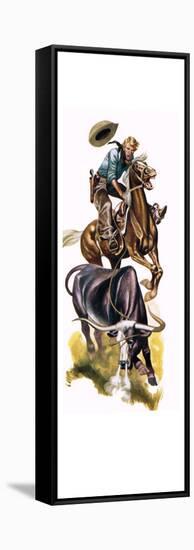 Texan Cowboy at Work-Ron Embleton-Framed Stretched Canvas