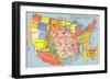 Texan's Map of US-null-Framed Art Print