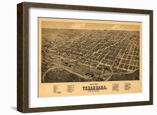 Texarkana, Arkansas - Panoramic Map-Lantern Press-Framed Art Print