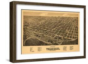 Texarkana, Arkansas - Panoramic Map-Lantern Press-Framed Art Print