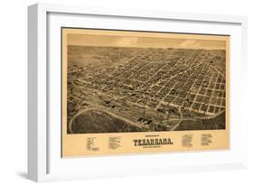 Texarkana, Arkansas - Panoramic Map-Lantern Press-Framed Art Print