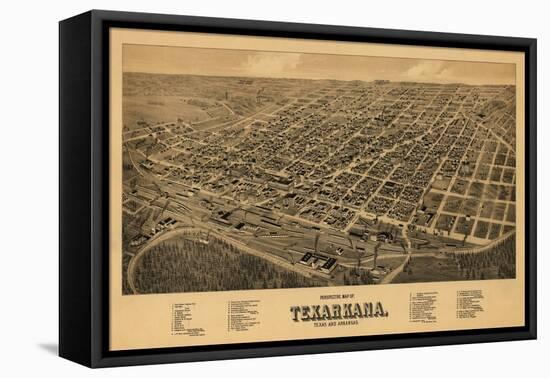 Texarkana, Texas - Panoramic Map-Lantern Press-Framed Stretched Canvas