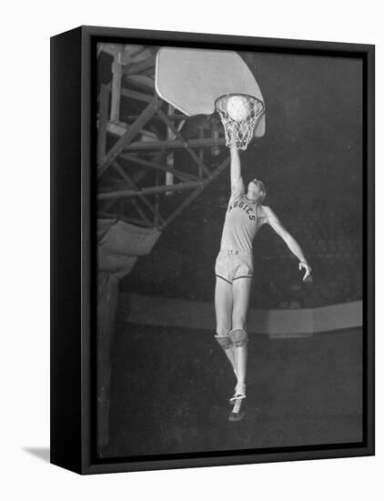 Texas A&M Basketball Player Bob Kurland Reaching to Make a Basket-Myron Davis-Framed Stretched Canvas