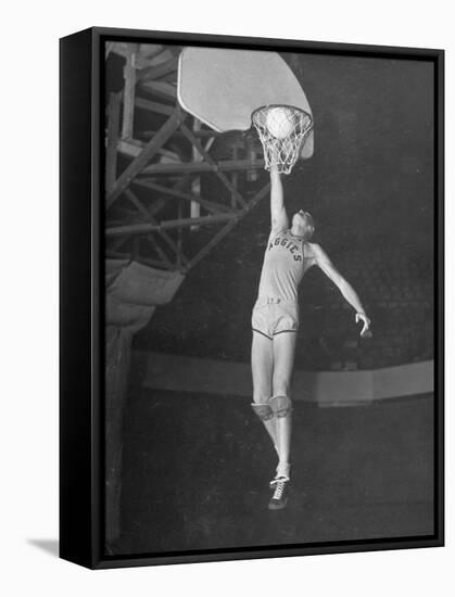 Texas A&M Basketball Player Bob Kurland Reaching to Make a Basket-Myron Davis-Framed Stretched Canvas