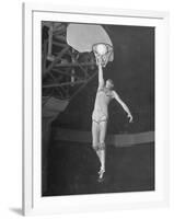 Texas A&M Basketball Player Bob Kurland Reaching to Make a Basket-Myron Davis-Framed Photographic Print