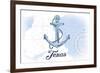 Texas - Anchor - Blue - Coastal Icon-Lantern Press-Framed Premium Giclee Print