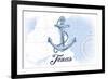 Texas - Anchor - Blue - Coastal Icon-Lantern Press-Framed Premium Giclee Print