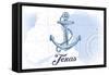 Texas - Anchor - Blue - Coastal Icon-Lantern Press-Framed Stretched Canvas