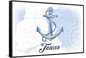 Texas - Anchor - Blue - Coastal Icon-Lantern Press-Framed Stretched Canvas