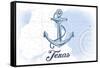 Texas - Anchor - Blue - Coastal Icon-Lantern Press-Framed Stretched Canvas