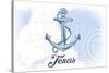 Texas - Anchor - Blue - Coastal Icon-Lantern Press-Stretched Canvas