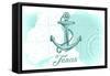 Texas - Anchor - Teal - Coastal Icon-Lantern Press-Framed Stretched Canvas