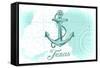 Texas - Anchor - Teal - Coastal Icon-Lantern Press-Framed Stretched Canvas