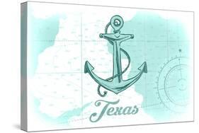 Texas - Anchor - Teal - Coastal Icon-Lantern Press-Stretched Canvas