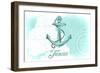 Texas - Anchor - Teal - Coastal Icon-Lantern Press-Framed Art Print