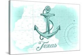 Texas - Anchor - Teal - Coastal Icon-Lantern Press-Stretched Canvas