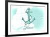 Texas - Anchor - Teal - Coastal Icon-Lantern Press-Framed Premium Giclee Print