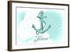 Texas - Anchor - Teal - Coastal Icon-Lantern Press-Framed Art Print