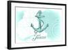 Texas - Anchor - Teal - Coastal Icon-Lantern Press-Framed Art Print