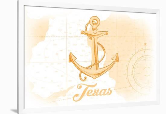 Texas - Anchor - Yellow - Coastal Icon-Lantern Press-Framed Art Print